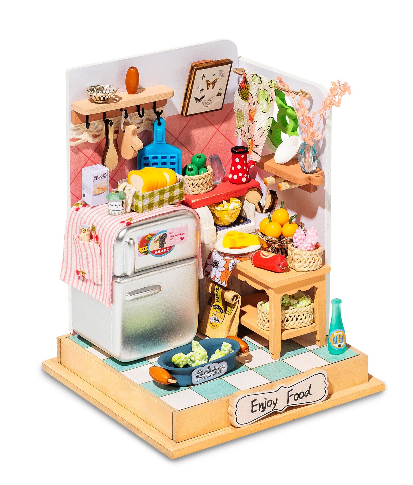 Robotime DIY Taste Life Kitchen Doll House with Furniture Children Adult Miniature Dollhouse Bubble Bath Wooden Kits Toy Gift DS