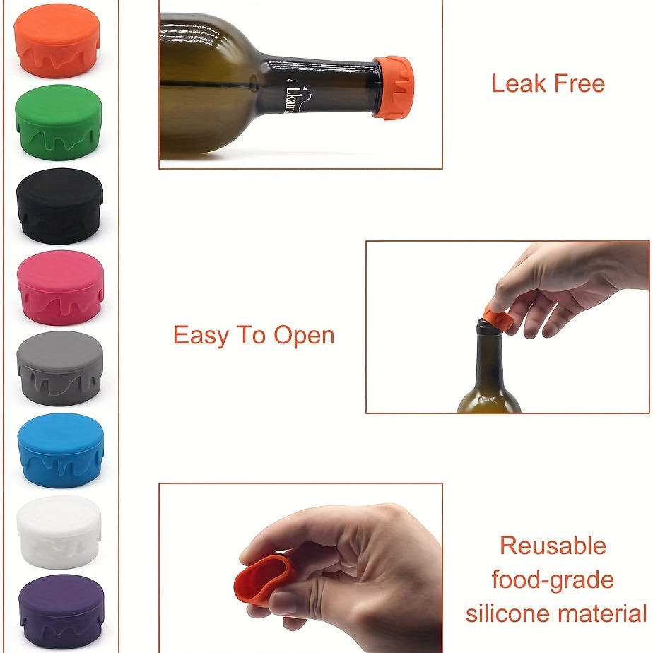 8PCS Wine Stoppers; Reusable Silicone Wine Corks; Silicone Wine Bottle Stopper; Glass Corks Beverages Beer Champagne Bottles For Corks To Keep Wine Fresh