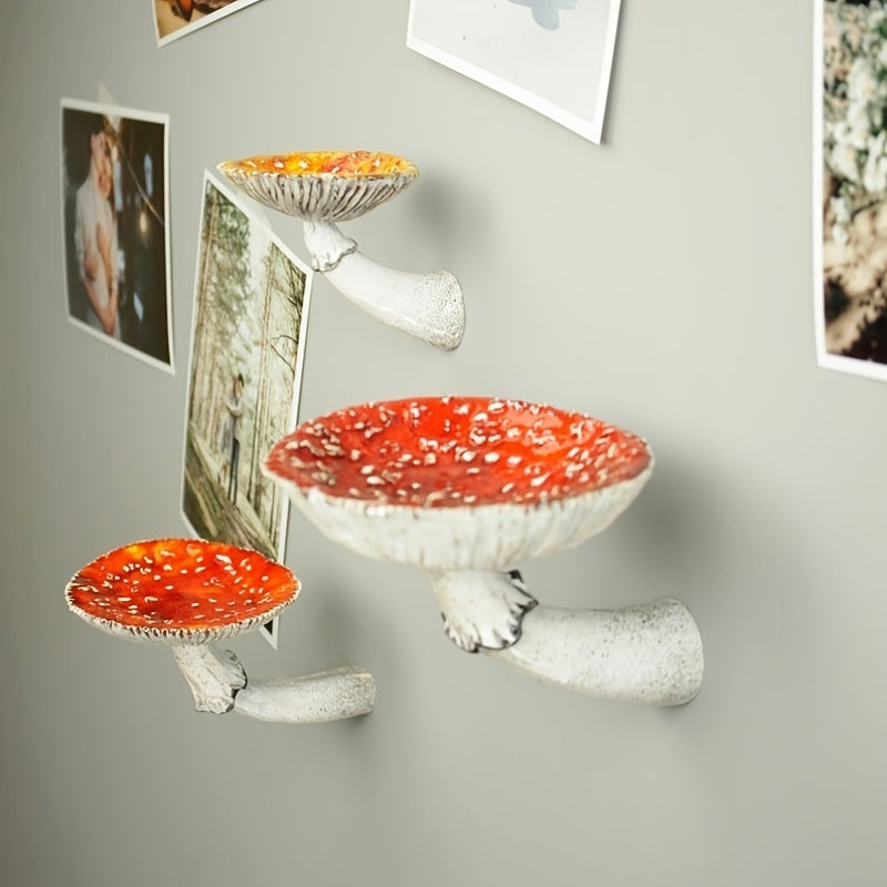1pc Resin Mushroom Hanging Shelf - Decorative Wall Mounted Shelves for Home and Office Decor