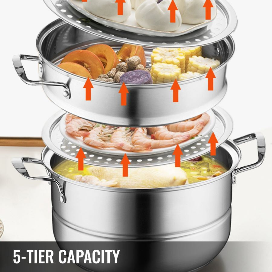 Multi Tiers Kitchen Pan Cookware Stainless Steel Steamer Set