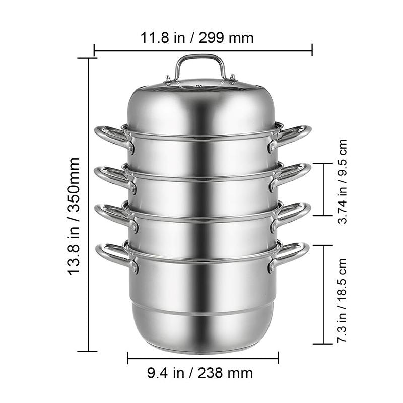 Multi Tiers Kitchen Pan Cookware Stainless Steel Steamer Set