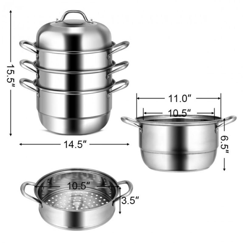 Multi Tiers Kitchen Pan Cookware Stainless Steel Steamer Set