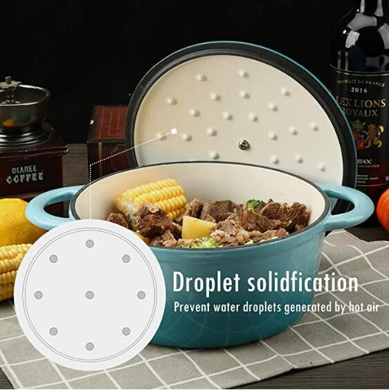 COOKWIN Enameled Cast Iron Dutch Oven with Self Basting Lid; Enamel Coated Cookware Pot 3QT