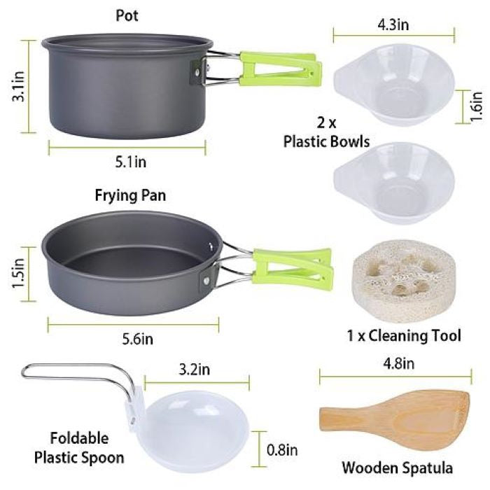 Outdoor Hiking Picnic Camping Cookware Set Picnic Stove Aluminum Pot Pans Kit