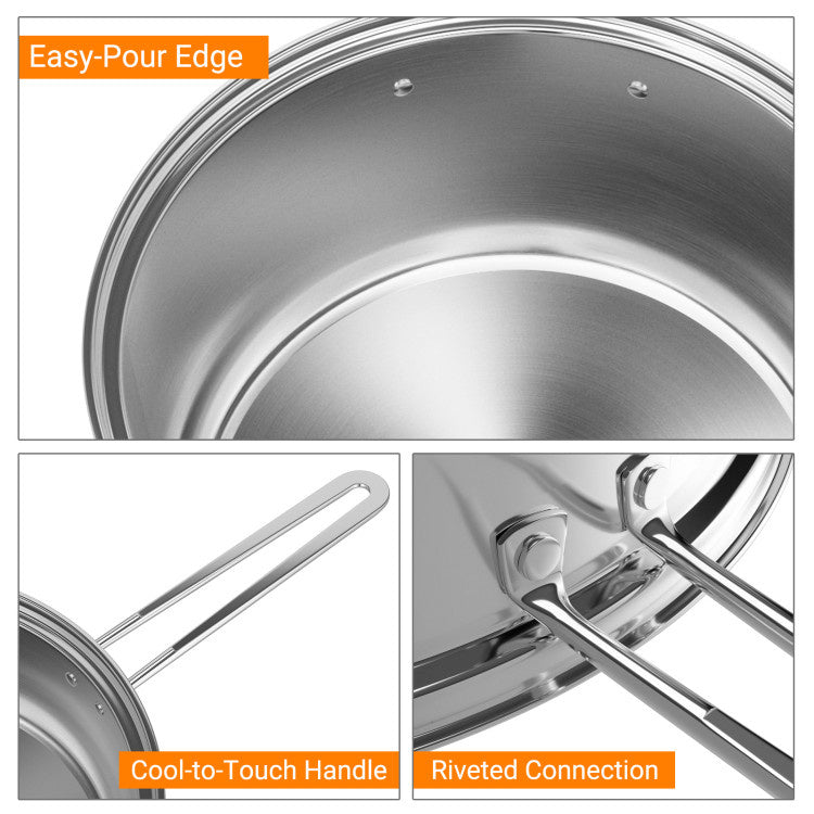 12 Piece Pots and Pans Set with Tempered Glass Lids and Handles