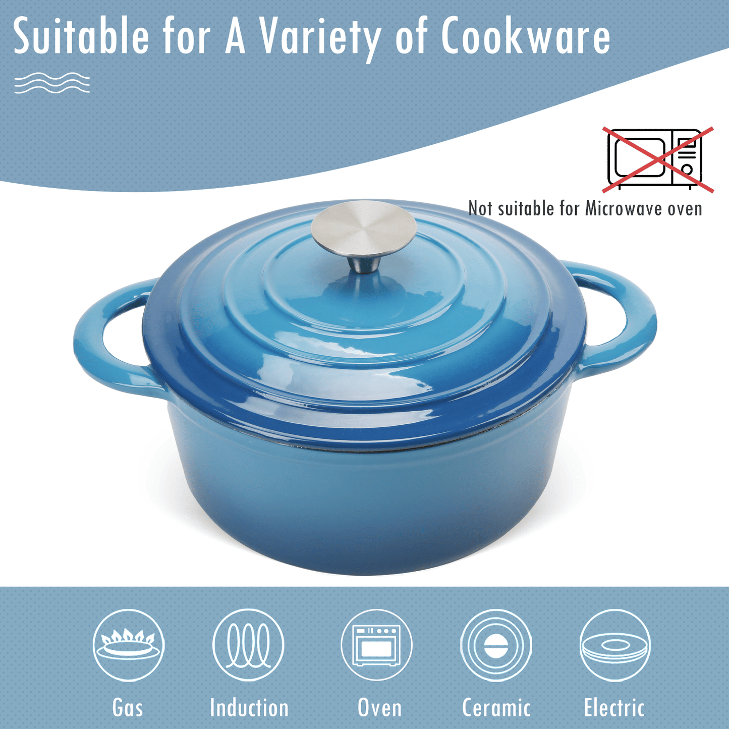 COOKWIN Enameled Cast Iron Dutch Oven with Self Basting Lid; Enamel Coated Cookware Pot 3QT