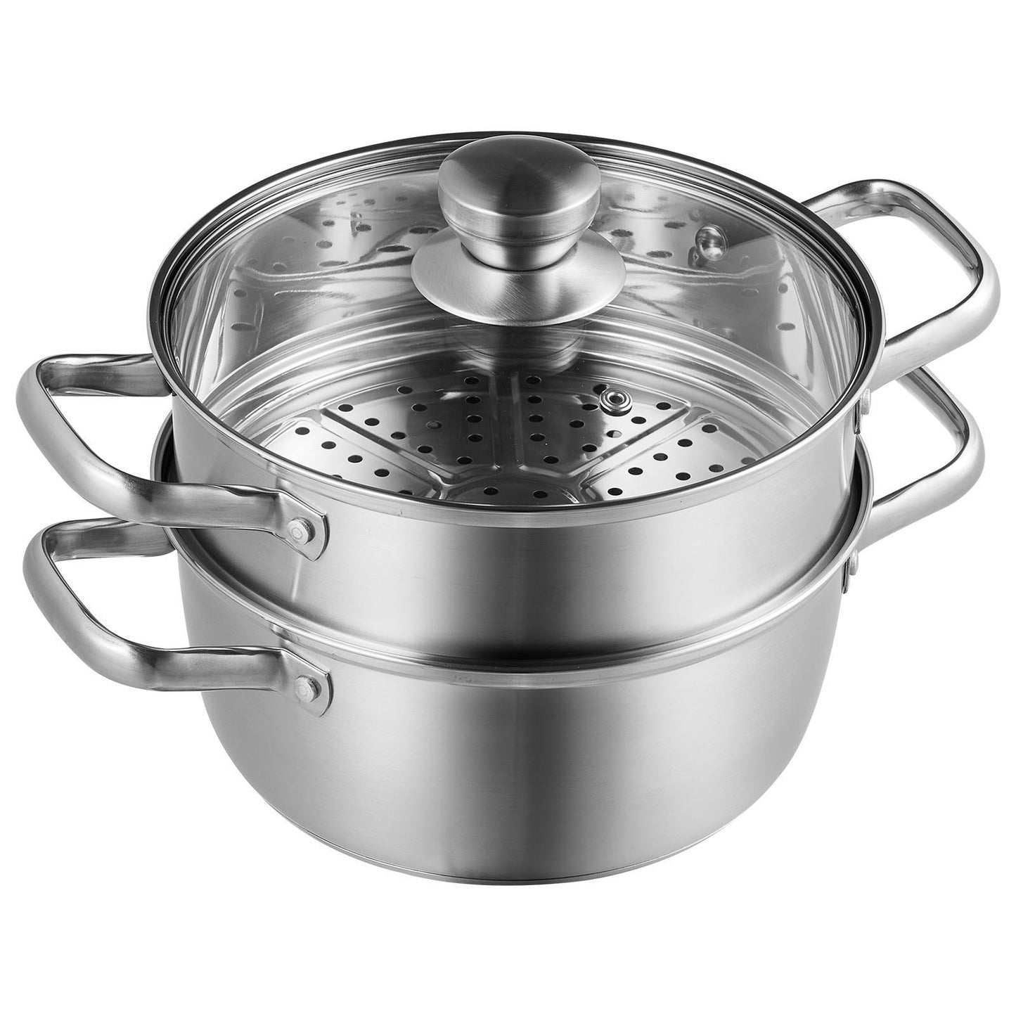 VEVOR Steamer Pot, 8.66in/22cm Steamer Pot for Cooking with 3QT Stock Pot and Vegetable Steamer, Large Capacity Stainless Steel Food Steamer Cookware with Lid for Gas Electric Induction Grill Stove