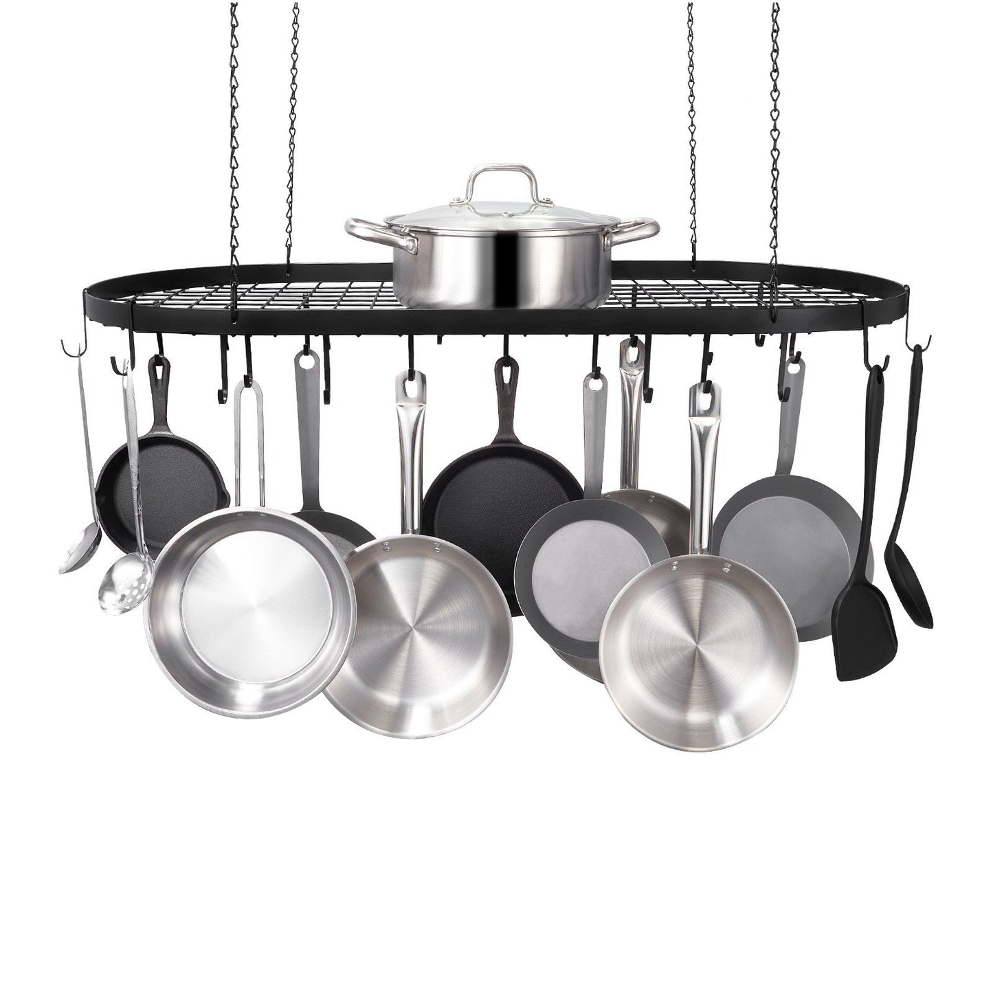 VEVOR Hanging Pot Rack, 36 inch Hanging Pot Rack Ceiling Mount, Ceiling Pot Rack with 20 S Hooks, 80 lbs Loading Weight, Ideal for Home, Restaurant, Kitchen Cookware, Utensils