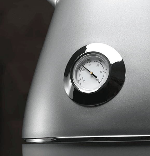 1200W dark gray electric kettle retro water Thermograph dial LED automatic off lamp SUS304 Food grade 1.7L / 57.5 oz Dark gray quick boiling cordless without BPA automatic closed