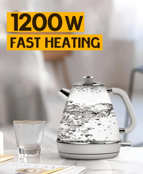 1200W dark gray electric kettle retro water Thermograph dial LED automatic off lamp SUS304 Food grade 1.7L / 57.5 oz Dark gray quick boiling cordless without BPA automatic closed