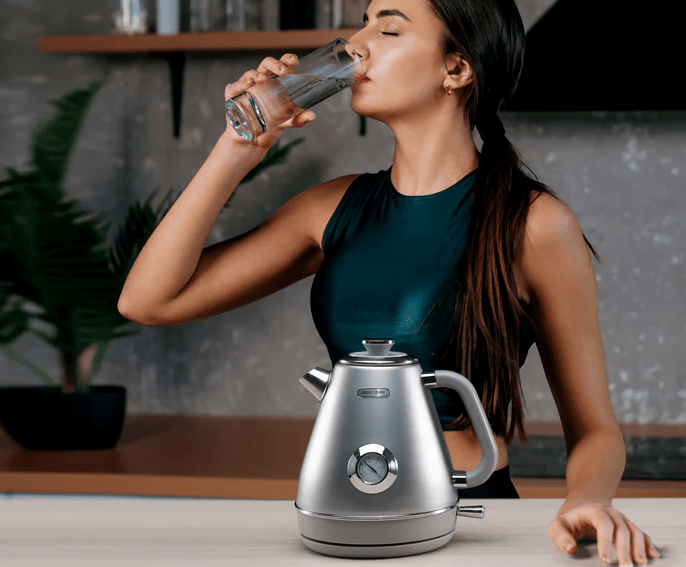 1200W dark gray electric kettle retro water Thermograph dial LED automatic off lamp SUS304 Food grade 1.7L / 57.5 oz Dark gray quick boiling cordless without BPA automatic closed