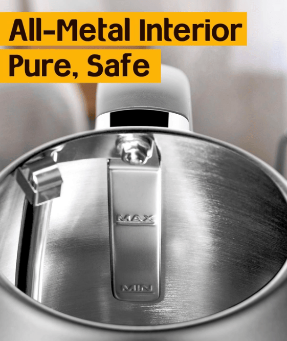 1200W dark gray electric kettle retro water Thermograph dial LED automatic off lamp SUS304 Food grade 1.7L / 57.5 oz Dark gray quick boiling cordless without BPA automatic closed