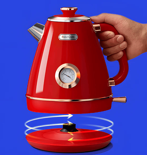 1200W dark gray electric kettle retro water Thermograph dial LED automatic off lamp SUS304 Food grade 1.7L / 57.5 oz Dark gray quick boiling cordless without BPA automatic closed