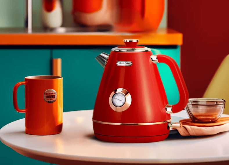 1200W dark gray electric kettle retro water Thermograph dial LED automatic off lamp SUS304 Food grade 1.7L / 57.5 oz Dark gray quick boiling cordless without BPA automatic closed