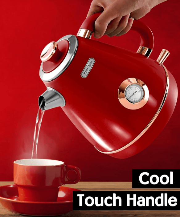 1200W dark gray electric kettle retro water Thermograph dial LED automatic off lamp SUS304 Food grade 1.7L / 57.5 oz Dark gray quick boiling cordless without BPA automatic closed