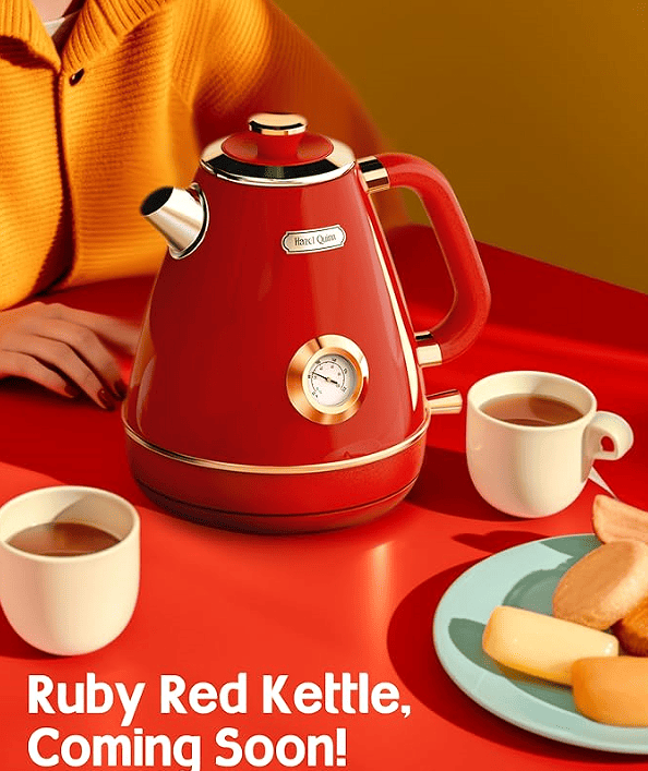 1200W dark gray electric kettle retro water Thermograph dial LED automatic off lamp SUS304 Food grade 1.7L / 57.5 oz Dark gray quick boiling cordless without BPA automatic closed