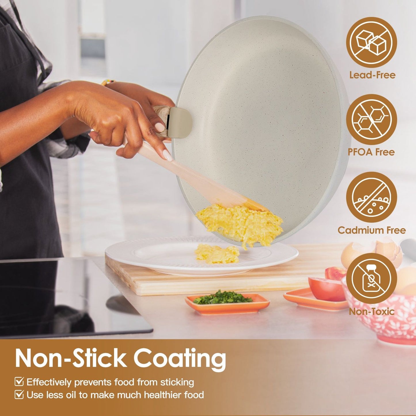 9Pcs Nonstick Cookware Set Kitchen Pots and Pans Set With Detachable Handles Tempered Glass Lids Dishwasher Oven Safe Aluminum Alloy Kitchen Cookware Set