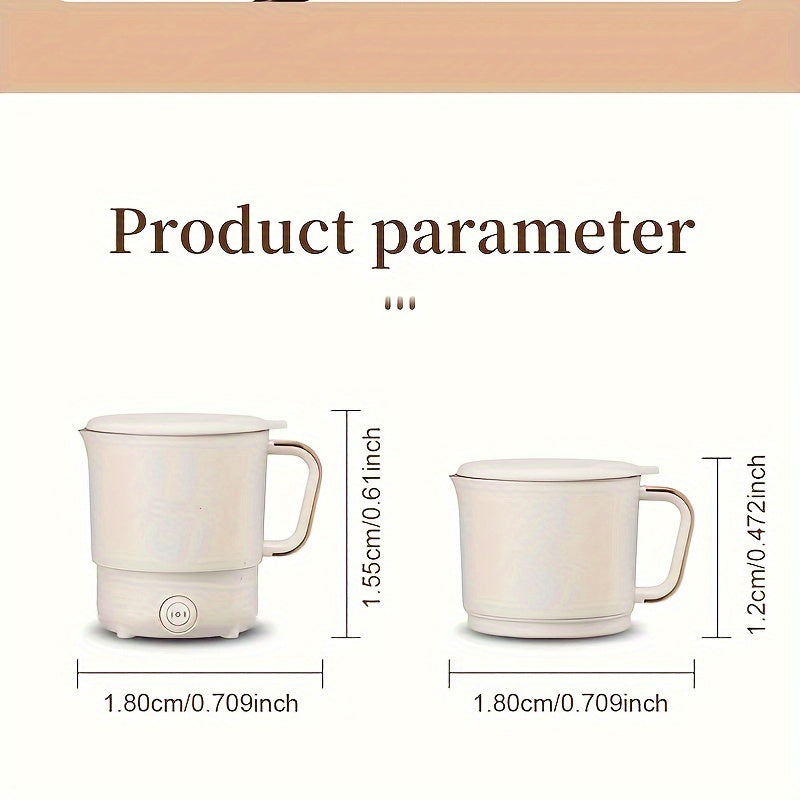 Portable Travel Kettle, Collapsible Electric Hot Pot, Mini Heating Cup with Insulation, Dual Voltage, Airplane & High-Speed Train Friendly, Small Size 6.88 inches tall,6.29/4.72 inches diameter