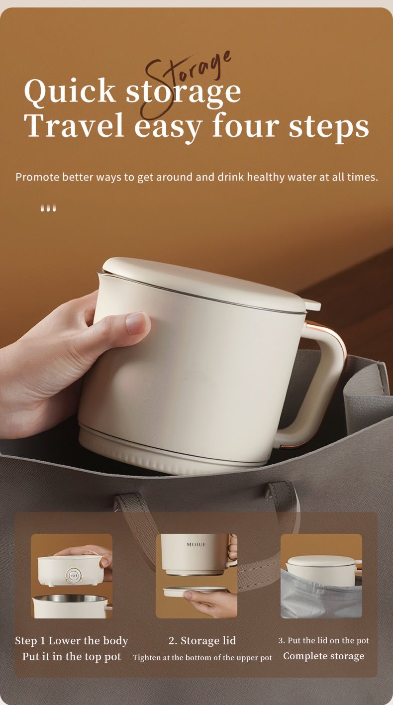 Portable Travel Kettle, Collapsible Electric Hot Pot, Mini Heating Cup with Insulation, Dual Voltage, Airplane & High-Speed Train Friendly, Small Size 6.88 inches tall,6.29/4.72 inches diameter