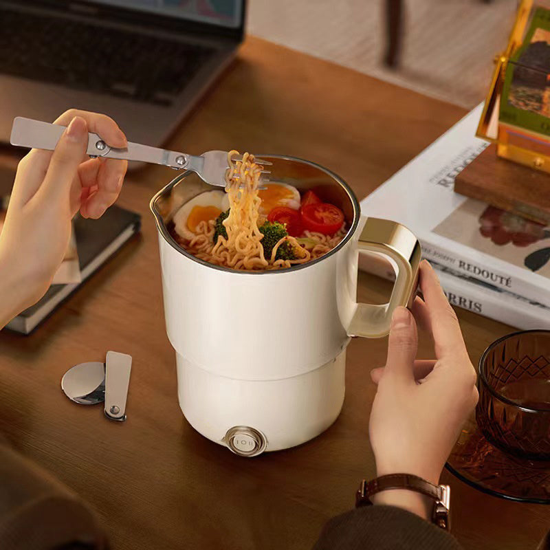 Portable Travel Kettle, Collapsible Electric Hot Pot, Mini Heating Cup with Insulation, Dual Voltage, Airplane & High-Speed Train Friendly, Small Size 6.88 inches tall,6.29/4.72 inches diameter