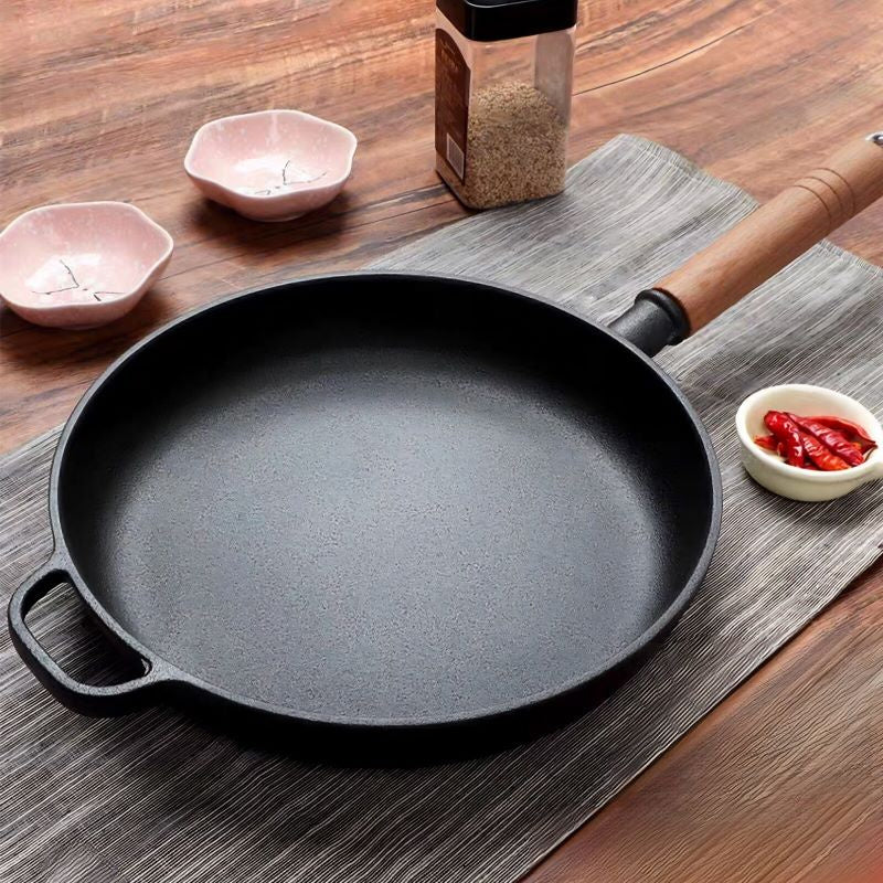 Cast Iron Frying Pan with Wooden Handle(AMZ Shipping)