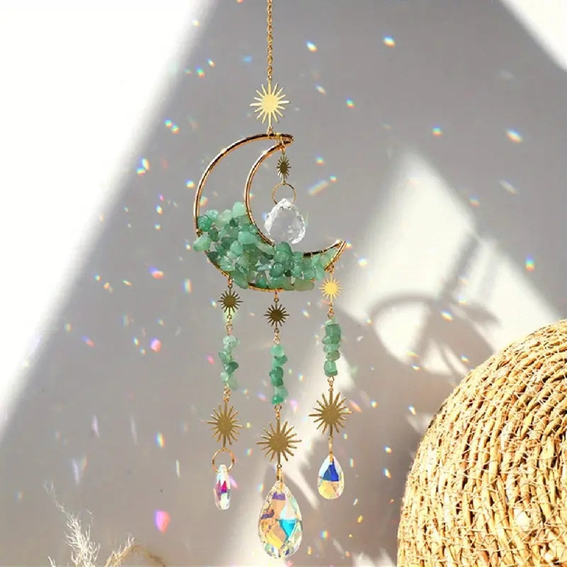 1pc Rainbow Maker Crystal Suncatcher - Enhance Your Home Decor with Aquamarine, Amethyst, and Obsidian - Perfect for Garden, Yard, Bedroom, Balcony, and Patio