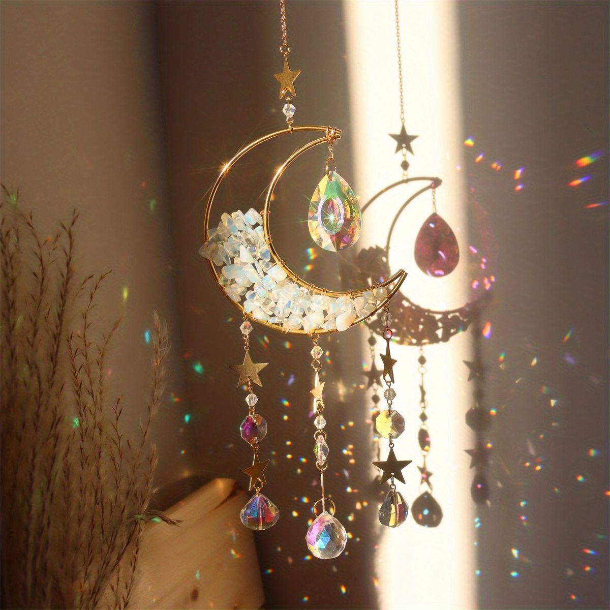 1pc Rainbow Maker Crystal Suncatcher - Enhance Your Home Decor with Aquamarine, Amethyst, and Obsidian - Perfect for Garden, Yard, Bedroom, Balcony, and Patio