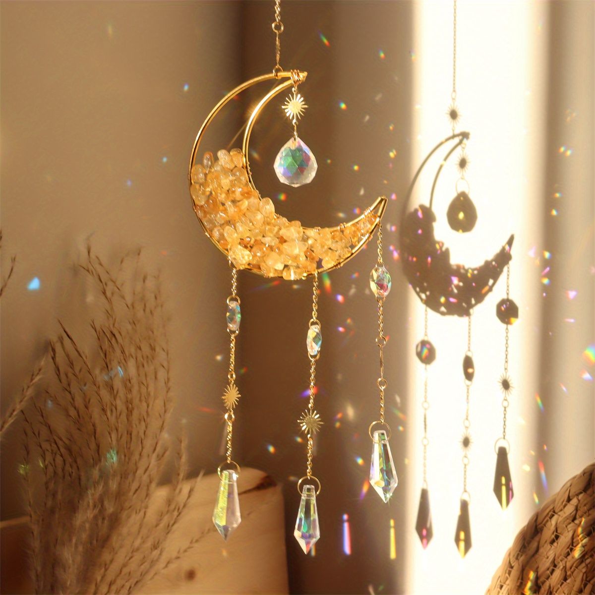 1pc Rainbow Maker Crystal Suncatcher - Enhance Your Home Decor with Aquamarine, Amethyst, and Obsidian - Perfect for Garden, Yard, Bedroom, Balcony, and Patio