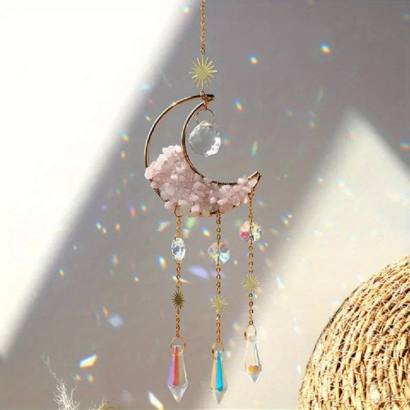 1pc Rainbow Maker Crystal Suncatcher - Enhance Your Home Decor with Aquamarine, Amethyst, and Obsidian - Perfect for Garden, Yard, Bedroom, Balcony, and Patio