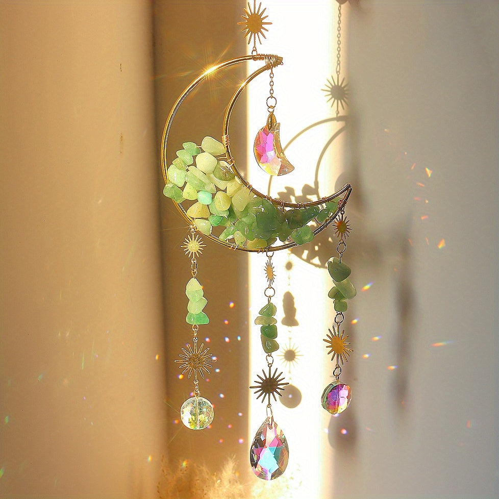 1pc Rainbow Maker Crystal Suncatcher - Enhance Your Home Decor with Aquamarine, Amethyst, and Obsidian - Perfect for Garden, Yard, Bedroom, Balcony, and Patio
