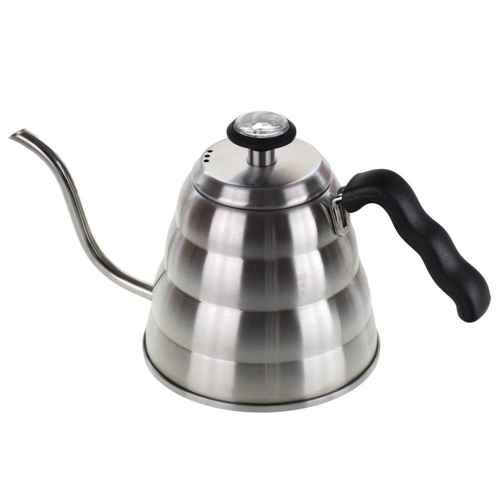 Gooseneck Kettle with Thermometer (40 fl oz) Stainless Steel Coffee Kettle Tea Kettle Ergonomic Hand Drip Pour Over Suitable for all Stove-tops and Induction Triple Layer
