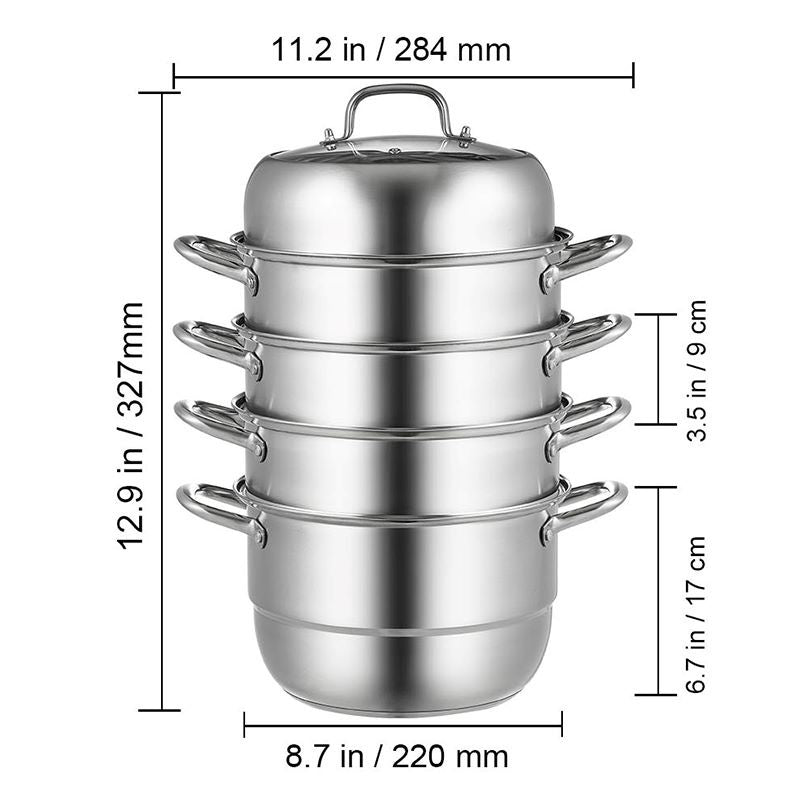 Multi Tiers Kitchen Pan Cookware Stainless Steel Steamer Set