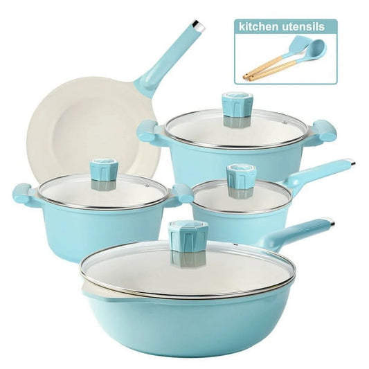 11 Pieces Pots and Pans Granite Stone Cookware Set Non Stick Pot Set, Nonstick Cooking Pots