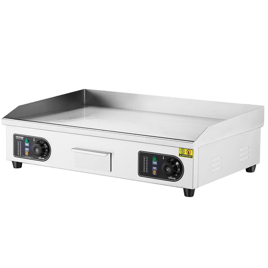VEVOR Commercial Electric Griddle, 4400W Countertop Flat Top Grill, 122°F-572 °F Adjustable Temp, 28.74 x 15.75 x 0.39in Stainless Steel Griddle Grill with 2 Shovels and 2 Brushes