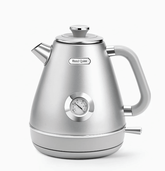 1200W dark gray electric kettle retro water Thermograph dial LED automatic off lamp SUS304 Food grade 1.7L / 57.5 oz Dark gray quick boiling cordless without BPA automatic closed