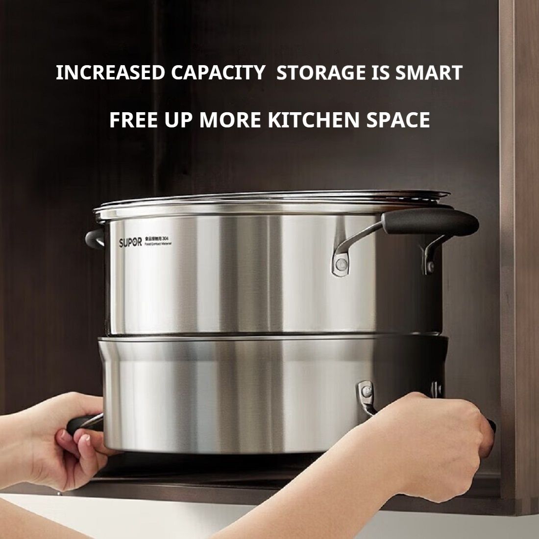 Steamer 304 Stainless Steel Pot Qiaoyi Take Thickened Stovetop Universal Steamer Steamer Drawer Household Steam Fish Pot Steamed Buns Pot SZ30VA1 Three layer 30cm Visible Cover Composite Bottom